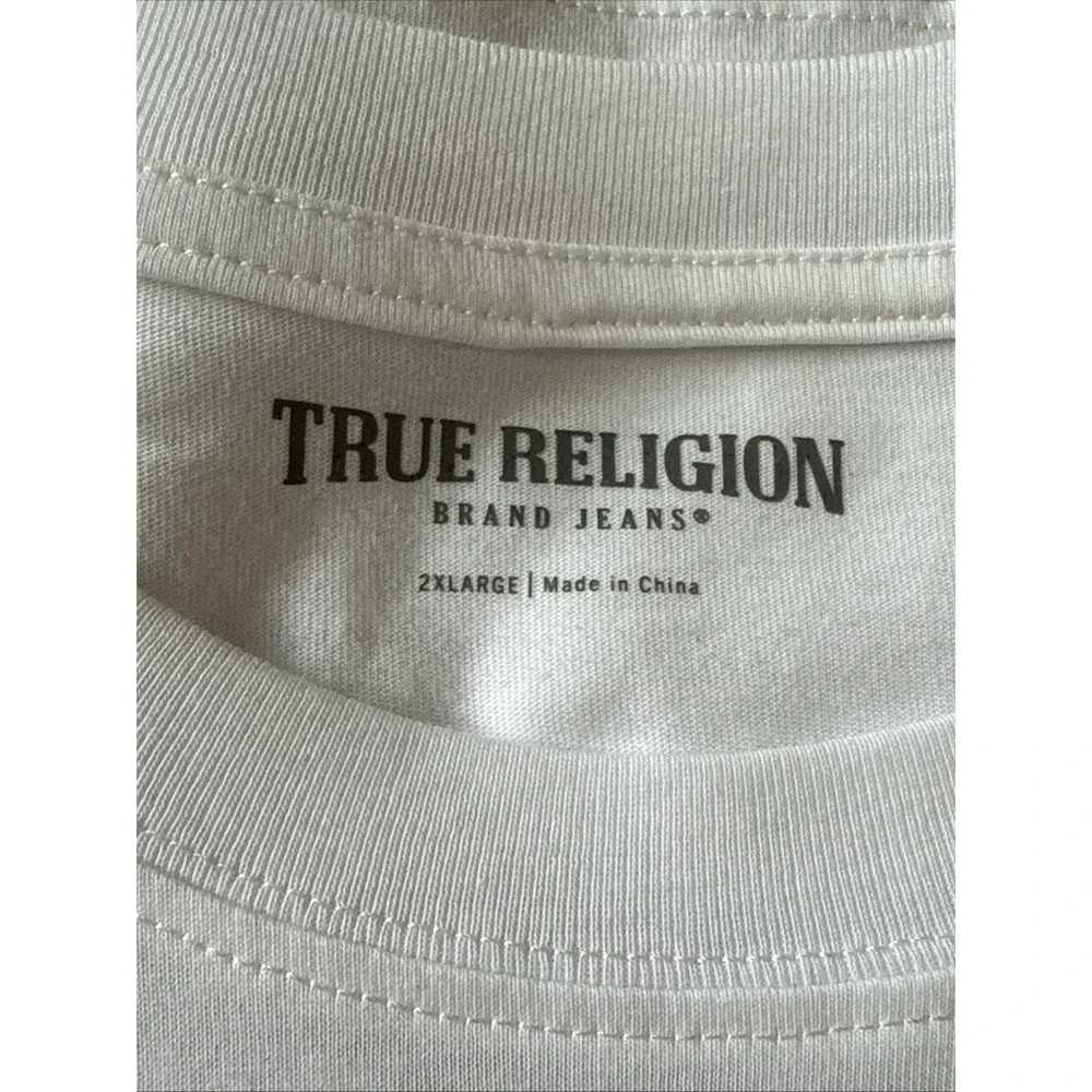True Religion Short Sleeve‎ Tee Shirt 2XL 100% Cotton Optic White Buddha Face